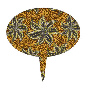 African Abstract Floral Batik Style Cake Topper