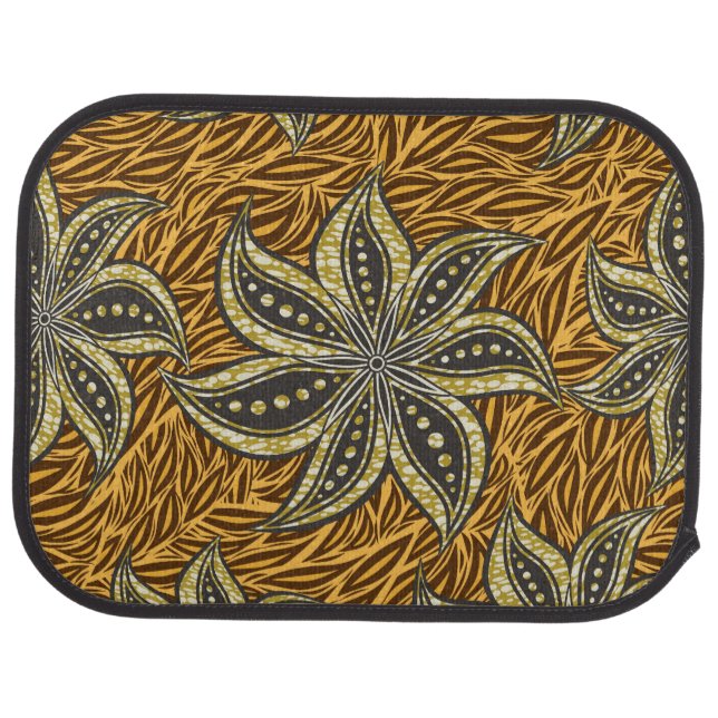 African Abstract Floral Batik Style Car Floor Mat (Rear)