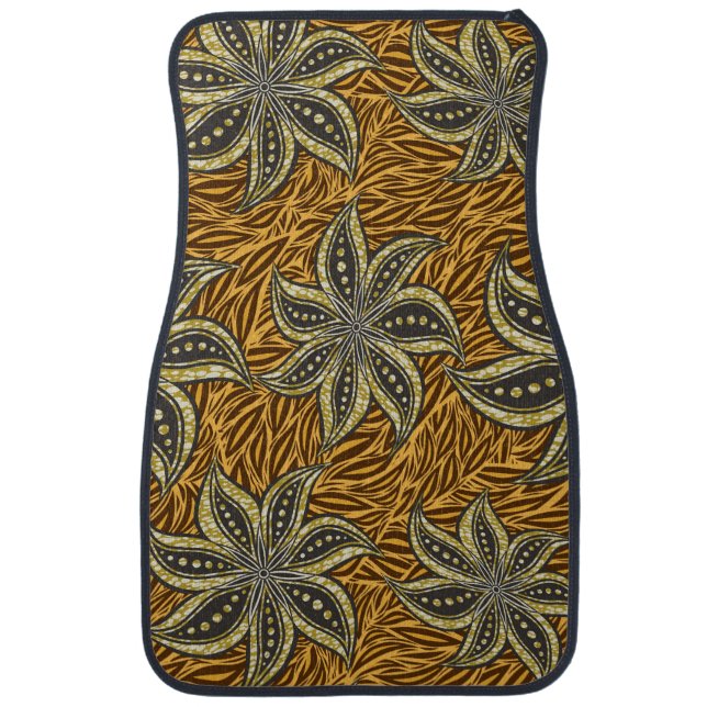 African Abstract Floral Batik Style Car Floor Mat (Front)