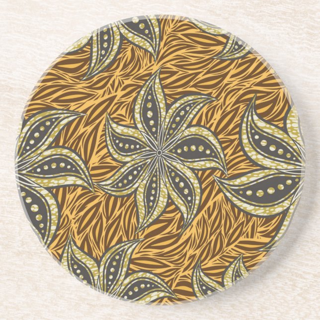 African Abstract Floral Batik Style Coaster (Front)