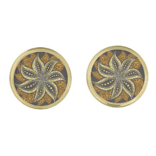 African Abstract Floral Batik Style Cufflinks