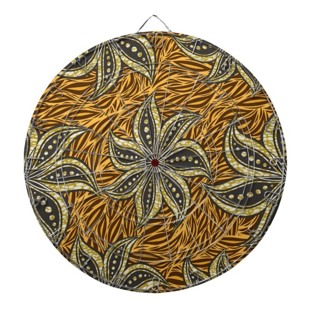 African Abstract Floral Batik Style Dart Board (Front)