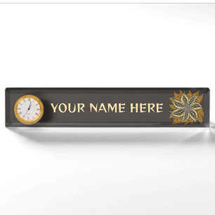 African Abstract Floral Batik Style Desk Name Plate