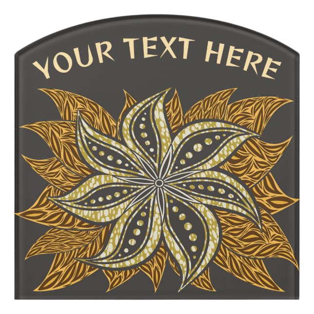 African Abstract Floral Batik Style Door Sign (Contour Front)