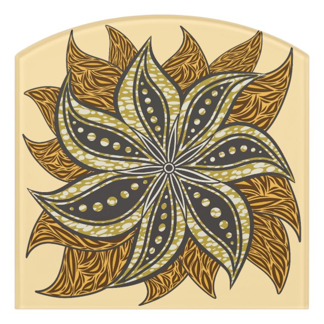 African Abstract Floral Batik Style Door Sign (Contour Front)
