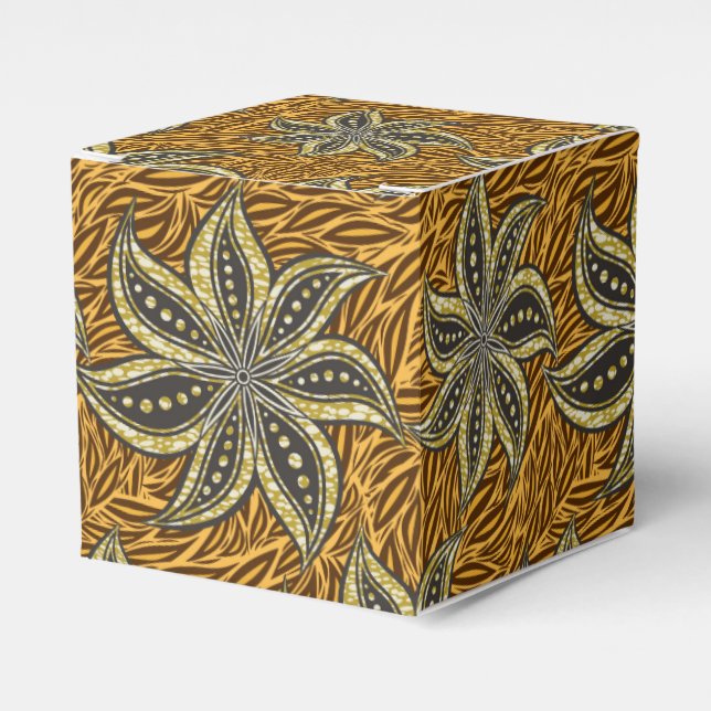 African Abstract Floral Batik Style Favor Boxes (Front Side)