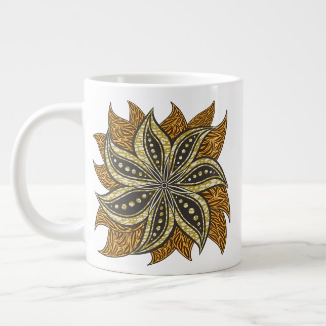African Abstract Floral Batik Style Giant Coffee Mug (Left)