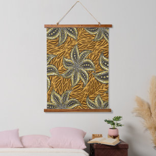 African Abstract Floral Batik Style Hanging Tapestry