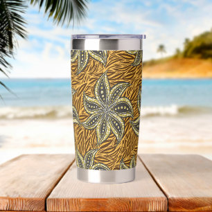 African Abstract Floral Batik Style Insulated Tumbler