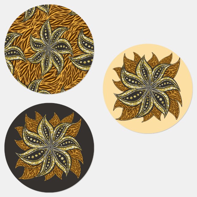 African Abstract Floral Batik Style Labels (Group)