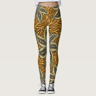 African Abstract Floral Batik Style Leggings