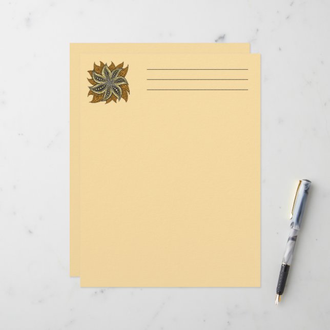 African Abstract Floral Batik Style Letterhead (Front/Back In Situ)
