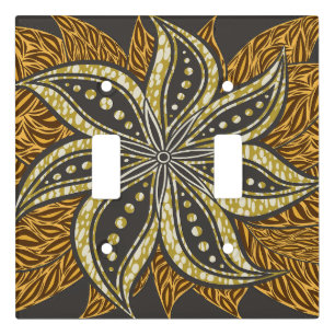 African Abstract Floral Batik Style Light Switch Cover