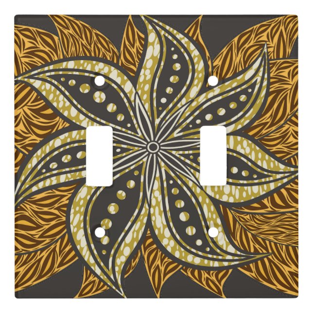 African Abstract Floral Batik Style Light Switch Cover (Front)