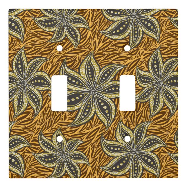 African Abstract Floral Batik Style Light Switch Cover (Front)