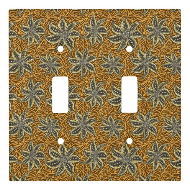 African Abstract Floral Batik Style Light Switch Cover (Front)