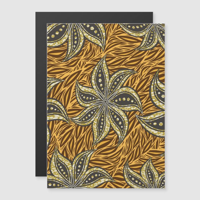 African Abstract Floral Batik Style Magnetic Invitation (Front/Back)