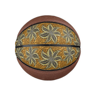 African Abstract Floral Batik Style Mini Basketball