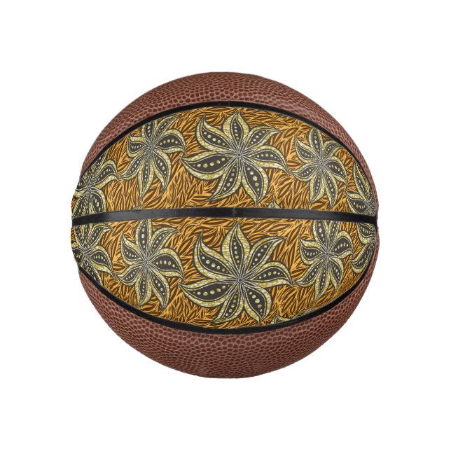 African Abstract Floral Batik Style Mini Basketball (Front)