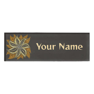African Abstract Floral Batik Style Name Tag