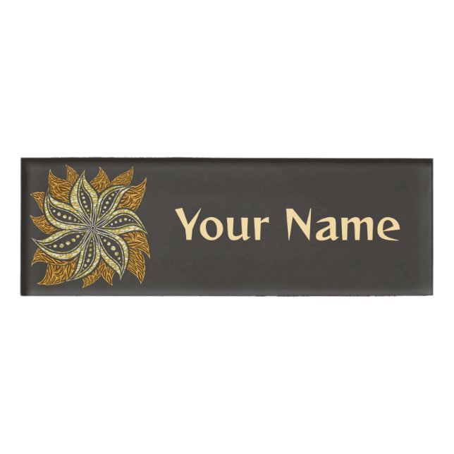 African Abstract Floral Batik Style Name Tag (Front)