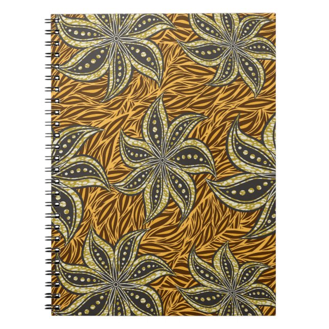 African Abstract Floral Batik Style Notebook (Front)