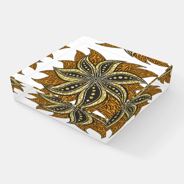 African Abstract Floral Batik Style Paperweight (Angled)