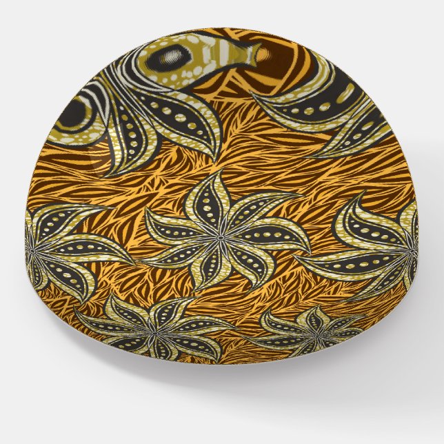 African Abstract Floral Batik Style Paperweight (Angled)