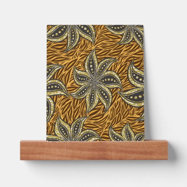 African Abstract Floral Batik Style Picture Ledge (Front)