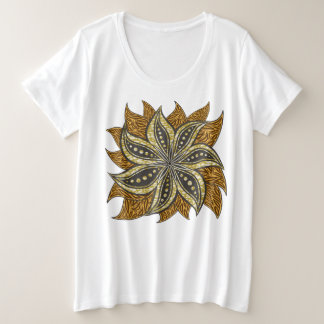 African Abstract Floral Batik Style Plus Size T-Shirt