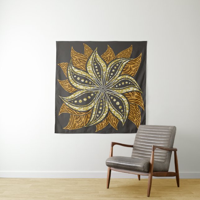 African Abstract Floral Batik Style Tapestry (In Situ)