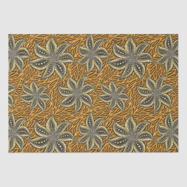 African Abstract Floral Batik Style Tissue Paper (Front)