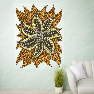 African Abstract Floral Batik Style Wall Decal