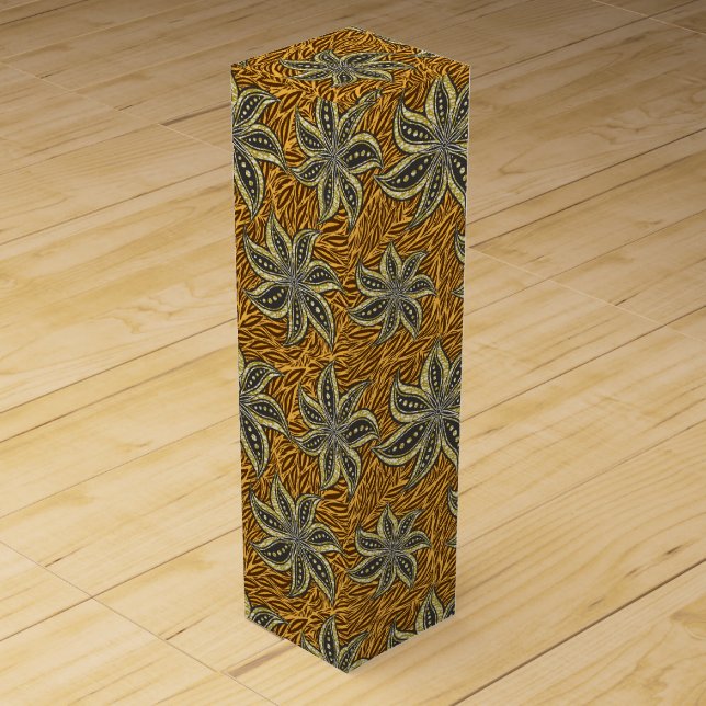 African Abstract Floral Batik Style Wine Box (Front)