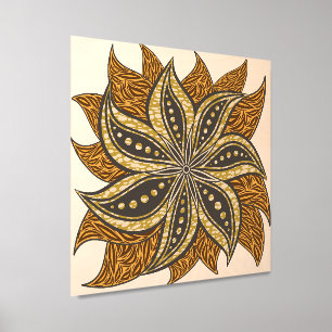 African Abstract Floral Batik Style Wood Photo Tile