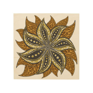 African Abstract Floral Batik Style Wood Wall Art