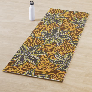 African Abstract Floral Batik Style Yoga Mat