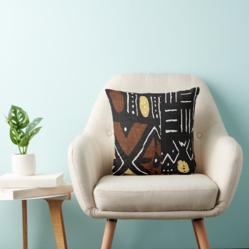 African Abstract Motif Print  Throw Pillow