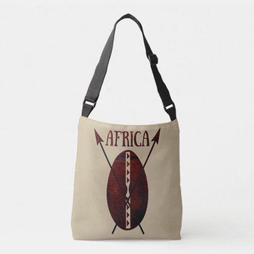 african abstract shield spear afro art crossbody bag