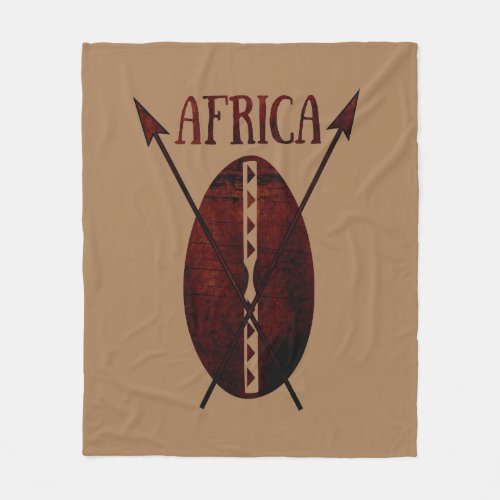 african abstract shield spear afro art fleece blanket