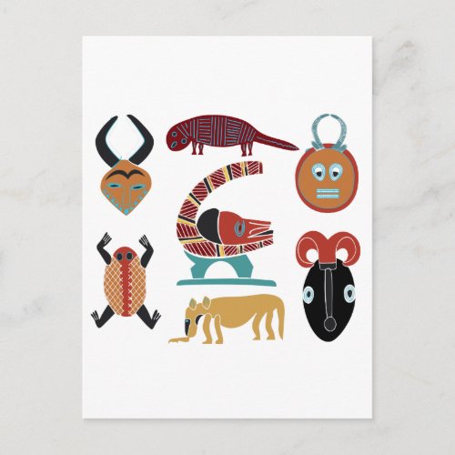 African abstract tribal art postcard