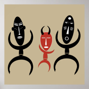 African abstract tribal dancing art poster