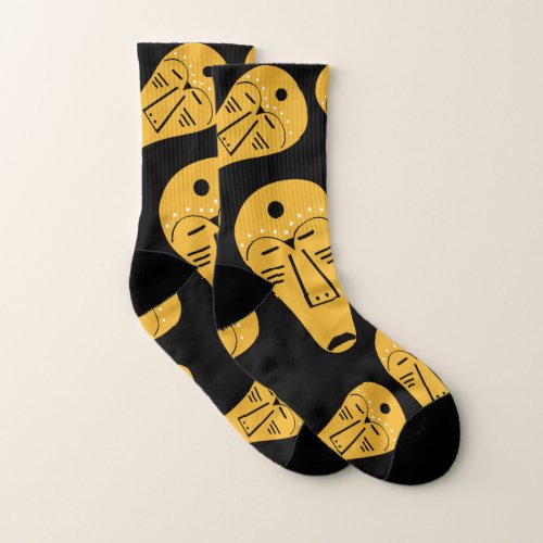 African abstract tribal portrait socks