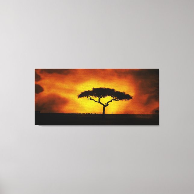 African Acacia Landscape Warm Glow Canvas Print (Front)