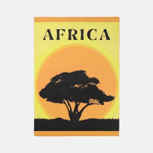 African Acacia Tree Against an Orange Sunset Rug