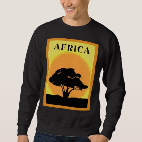 African Acacia Tree Against an Orange Sunset Sweatshirt