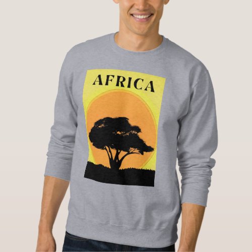 African Acacia Tree Against an Orange Sunset Sweatshirt