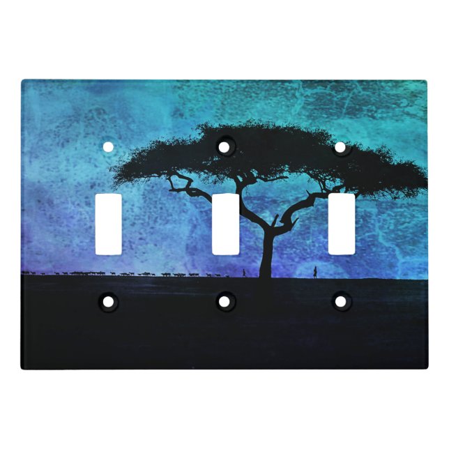 African Acacia Tree Triple Light Switch Plate (Front)