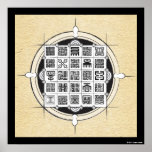 African Adinkra and Kufic Arabic on Parchment Poster