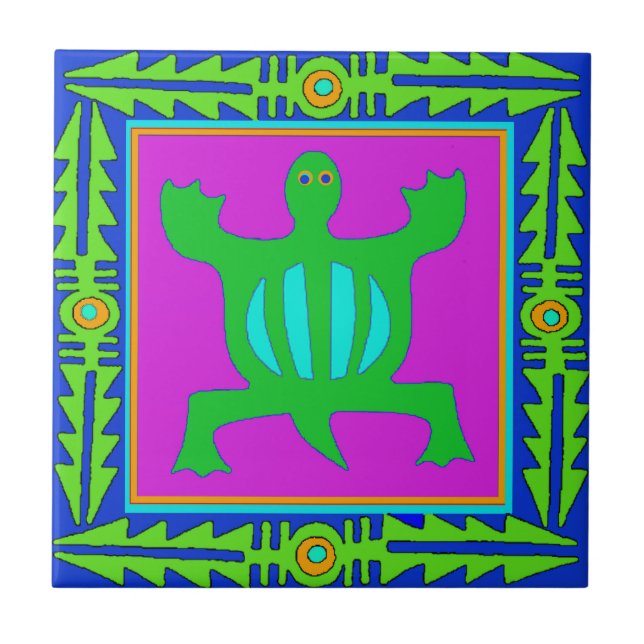 African Adinkra Crocodile - Adaptability Tile (Front)